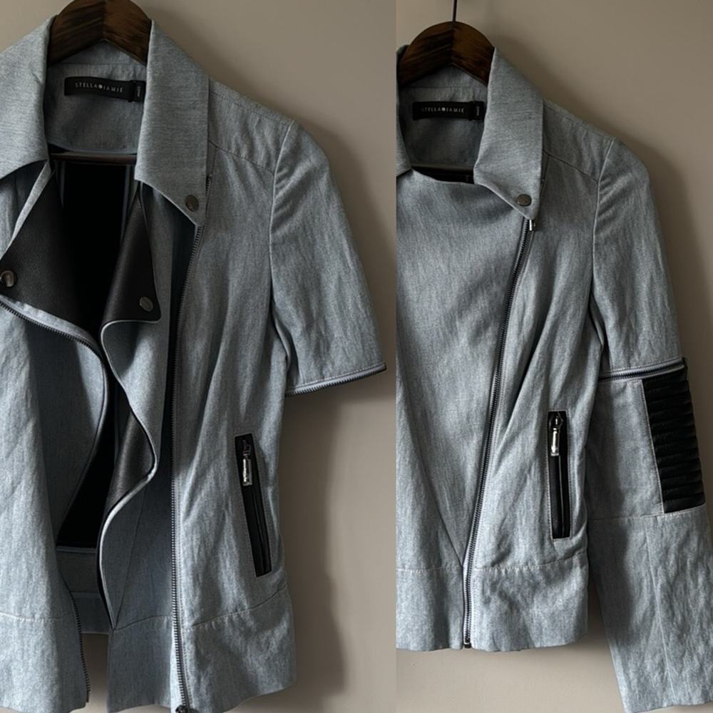 STELLA & JAMIE MULTI WAY LONG SLEEVE OR SHORT SLEEVE MOTO JACKET SIZE SMALL - Picture 2 of 11